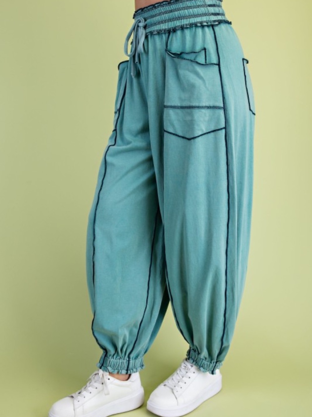 Gigio Green Mineral Washed Pants - Picture 4 of 5